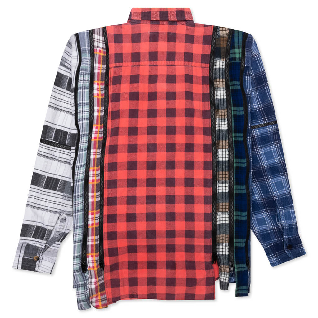 Flannel Shirt 7 Cuts Zipped Wide Shirt - Assorted - Image 2
