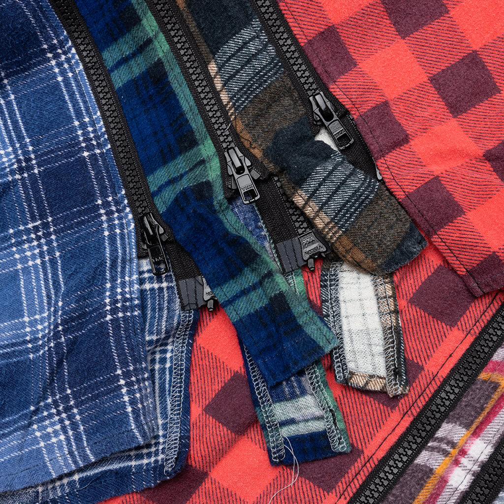Flannel Shirt 7 Cuts Zipped Wide Shirt - Assorted - Image 5