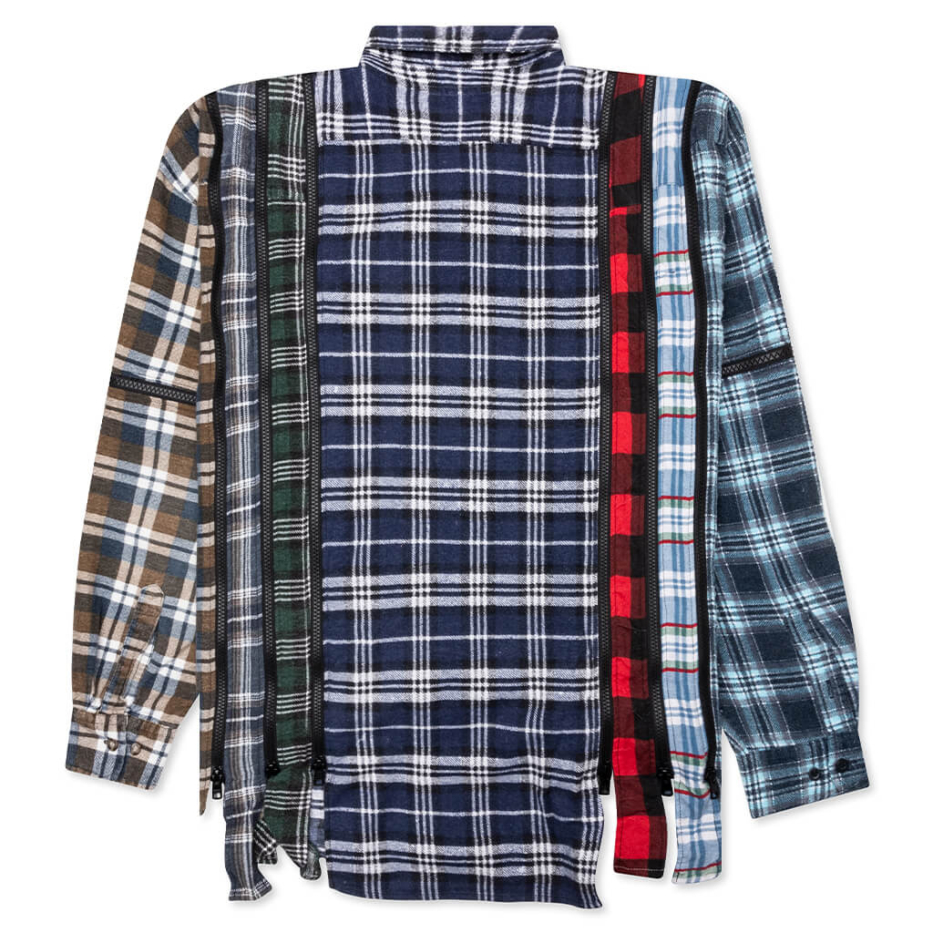 Flannel Shirt 7 Cuts Zipped Wide Shirt - Assorted - Image 2