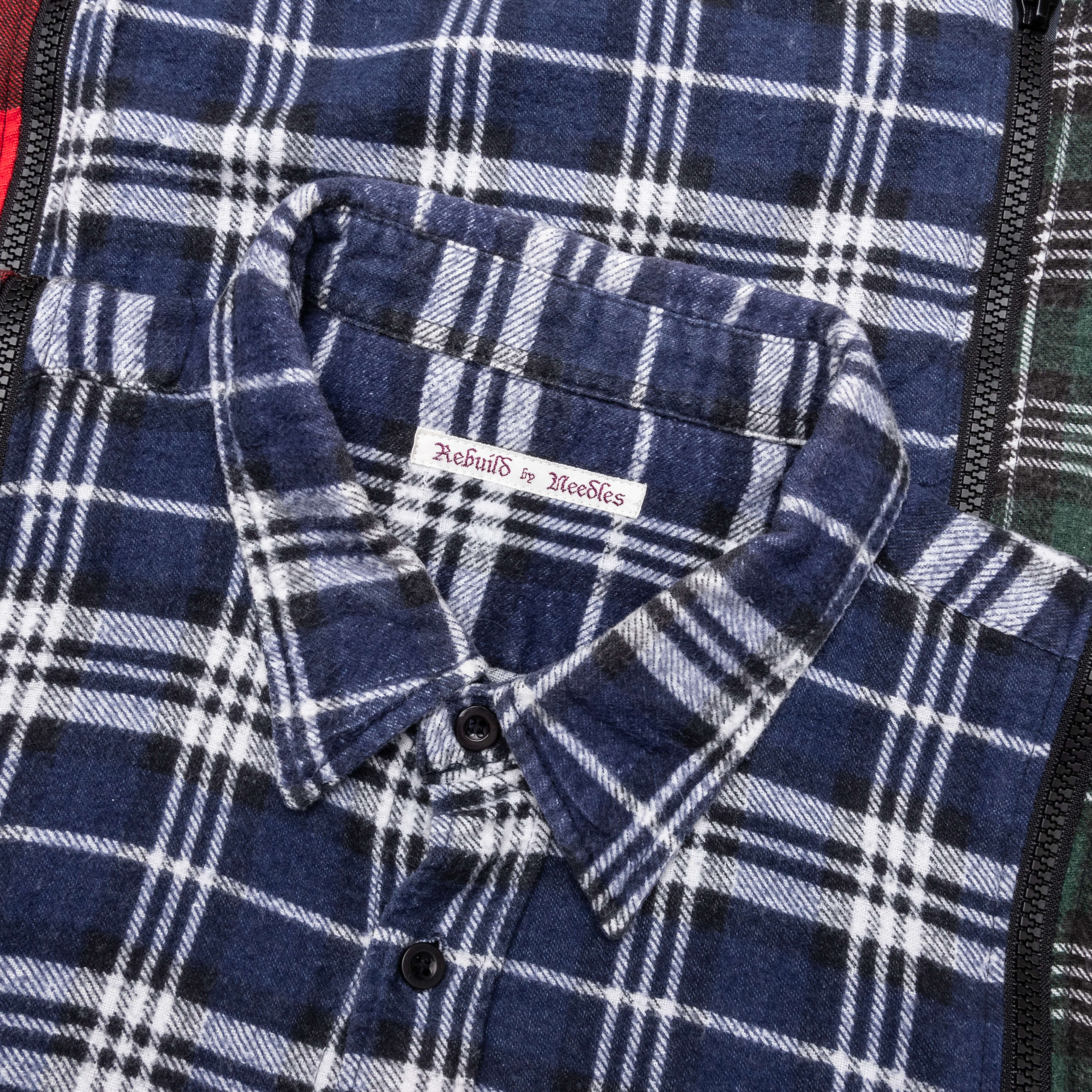 Flannel Shirt 7 Cuts Zipped Wide Shirt - Assorted - Image 3