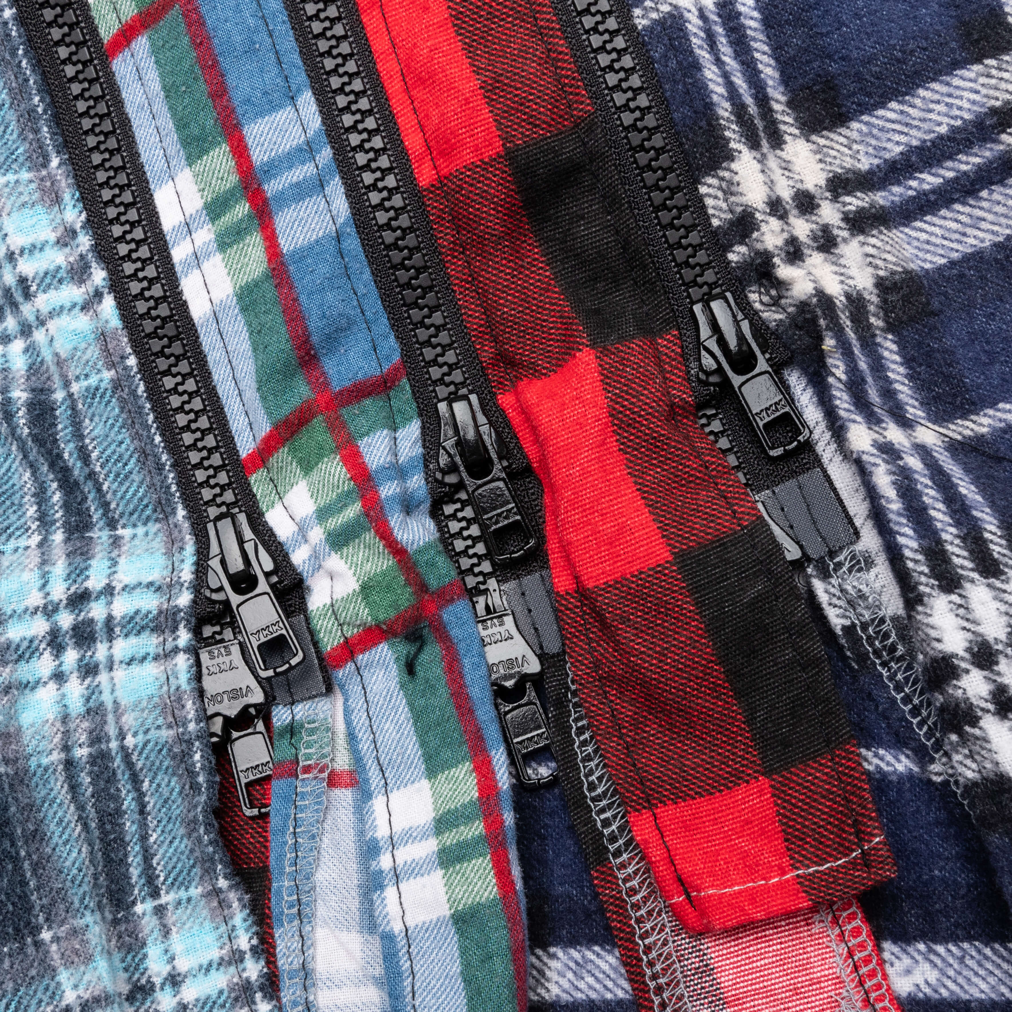 Flannel Shirt 7 Cuts Zipped Wide Shirt - Assorted - Image 5