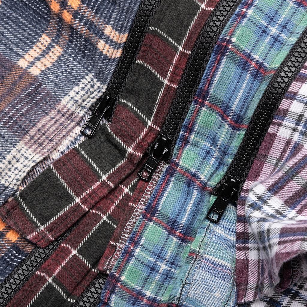 Flannel Shirt 7 Cuts Zipped Wide Shirt - Assorted - Image 4