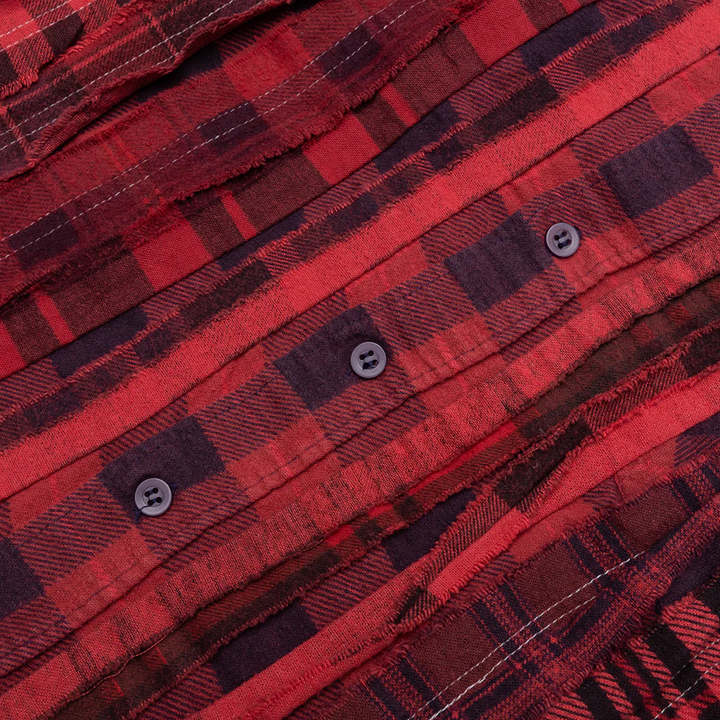 Over Dyed Ribbon Shirt - Red - Image 4