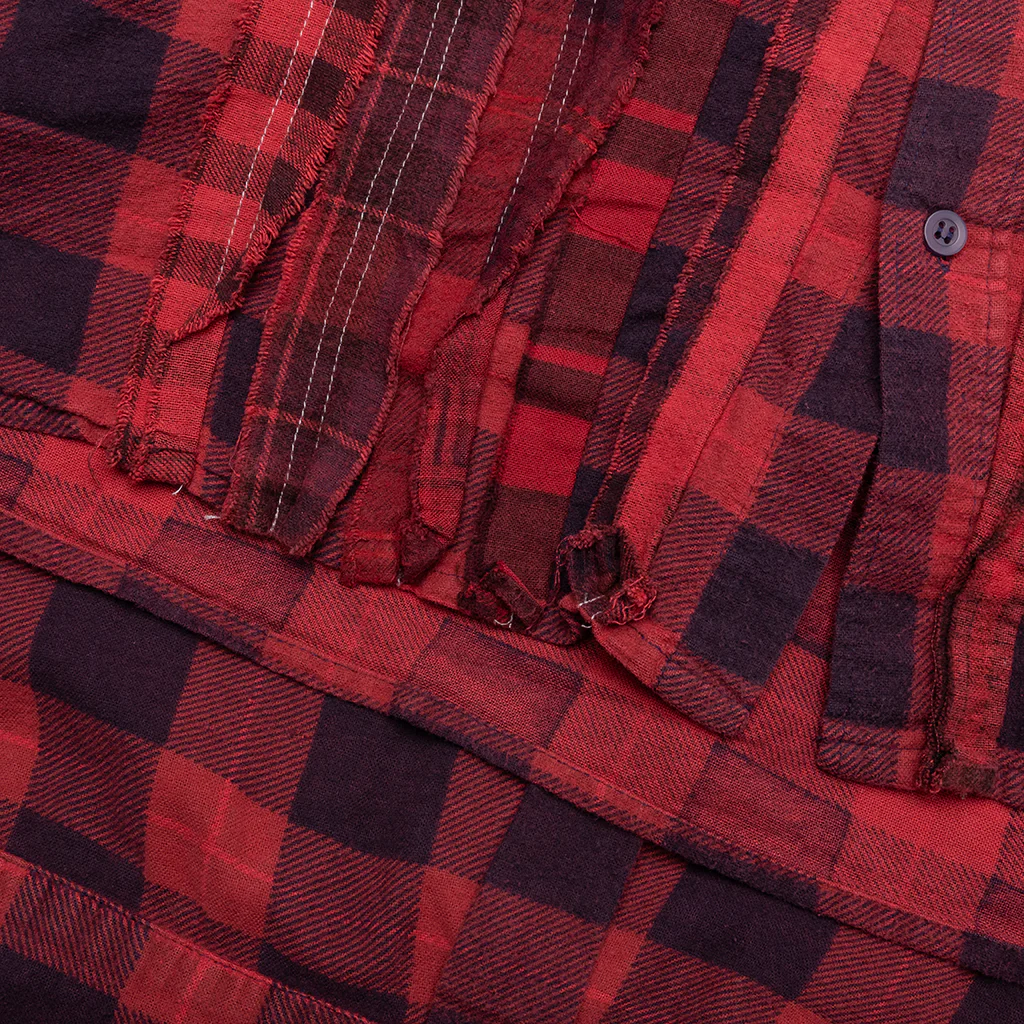 Over Dyed Ribbon Shirt - Red - Image 5