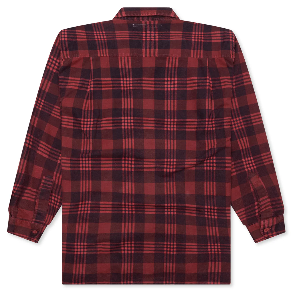 Over Dyed Ribbon Shirt - Red - Image 2