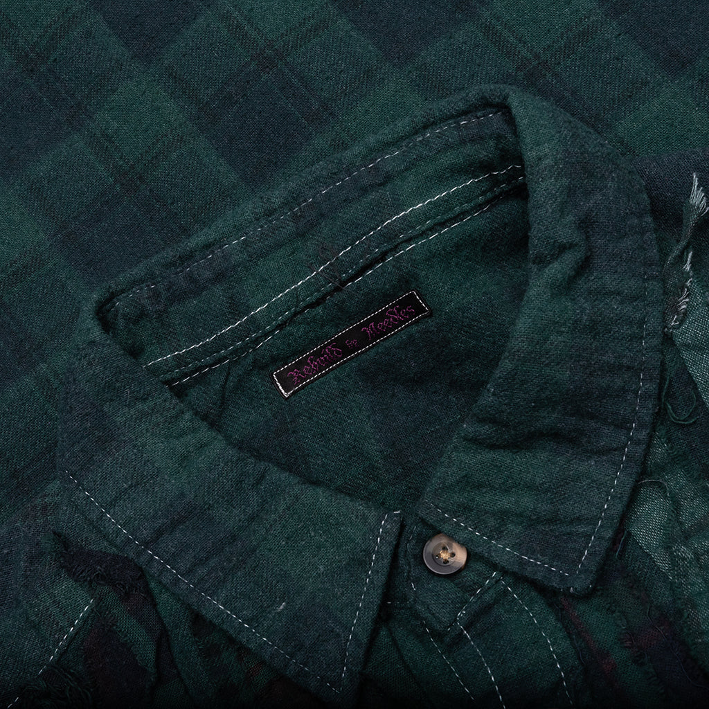 Over Dyed Ribbon Wide Shirt - Green - Image 3