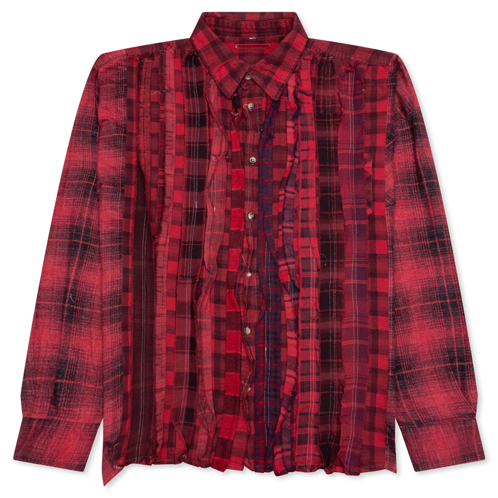 Over Dyed Ribbon Wide Shirt - Red