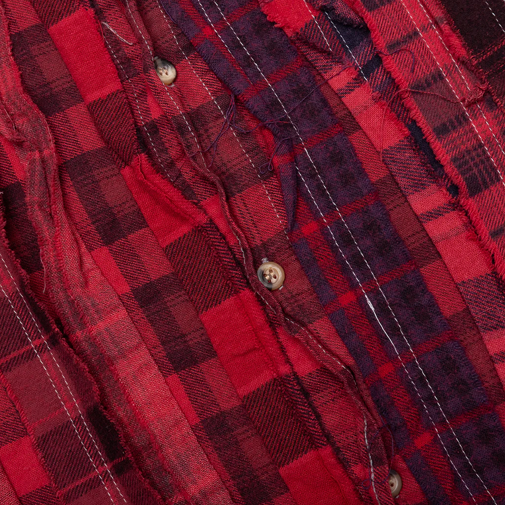 Over Dyed Ribbon Wide Shirt - Red - Image 4