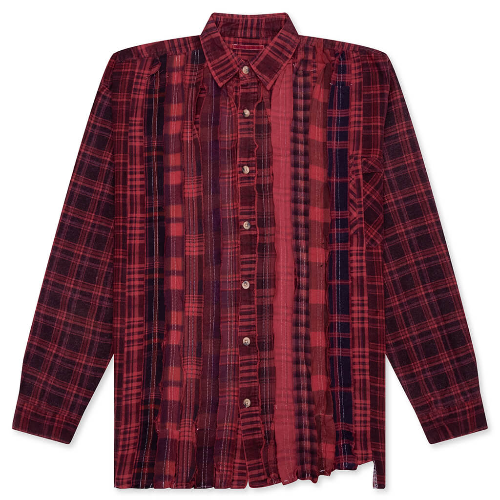 Ribbon Wide Over Dye Flannel Shirt - Red