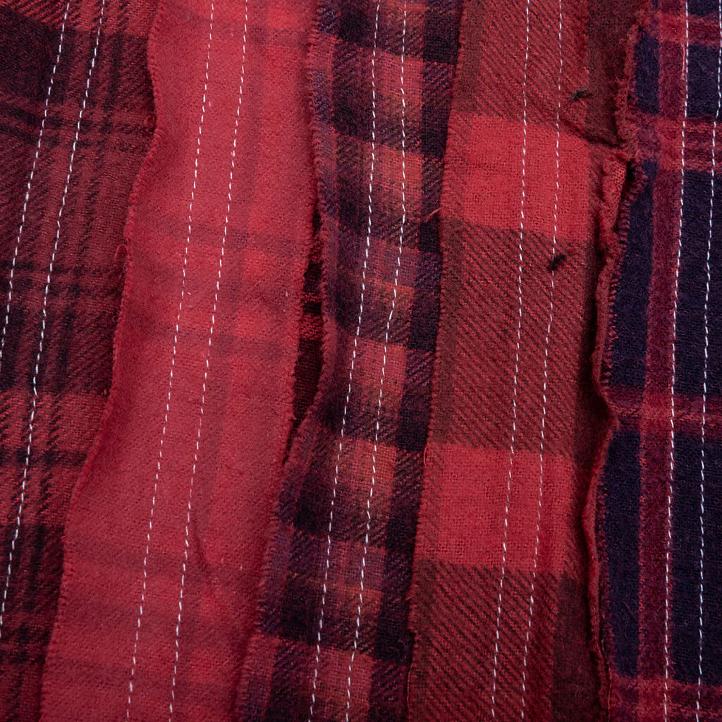 Ribbon Wide Over Dye Flannel Shirt - Red - Image 4