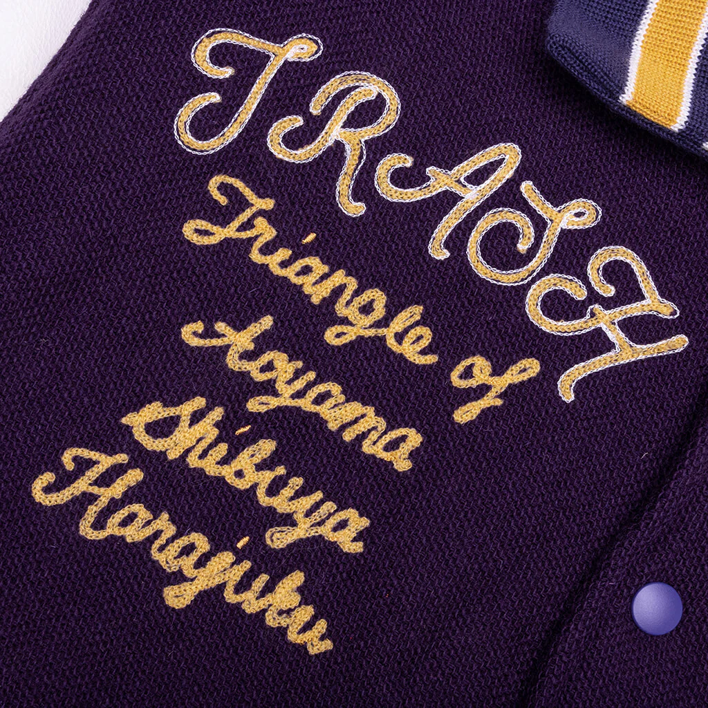 Wool Melton Lettered Jacket - Purple - Image 3