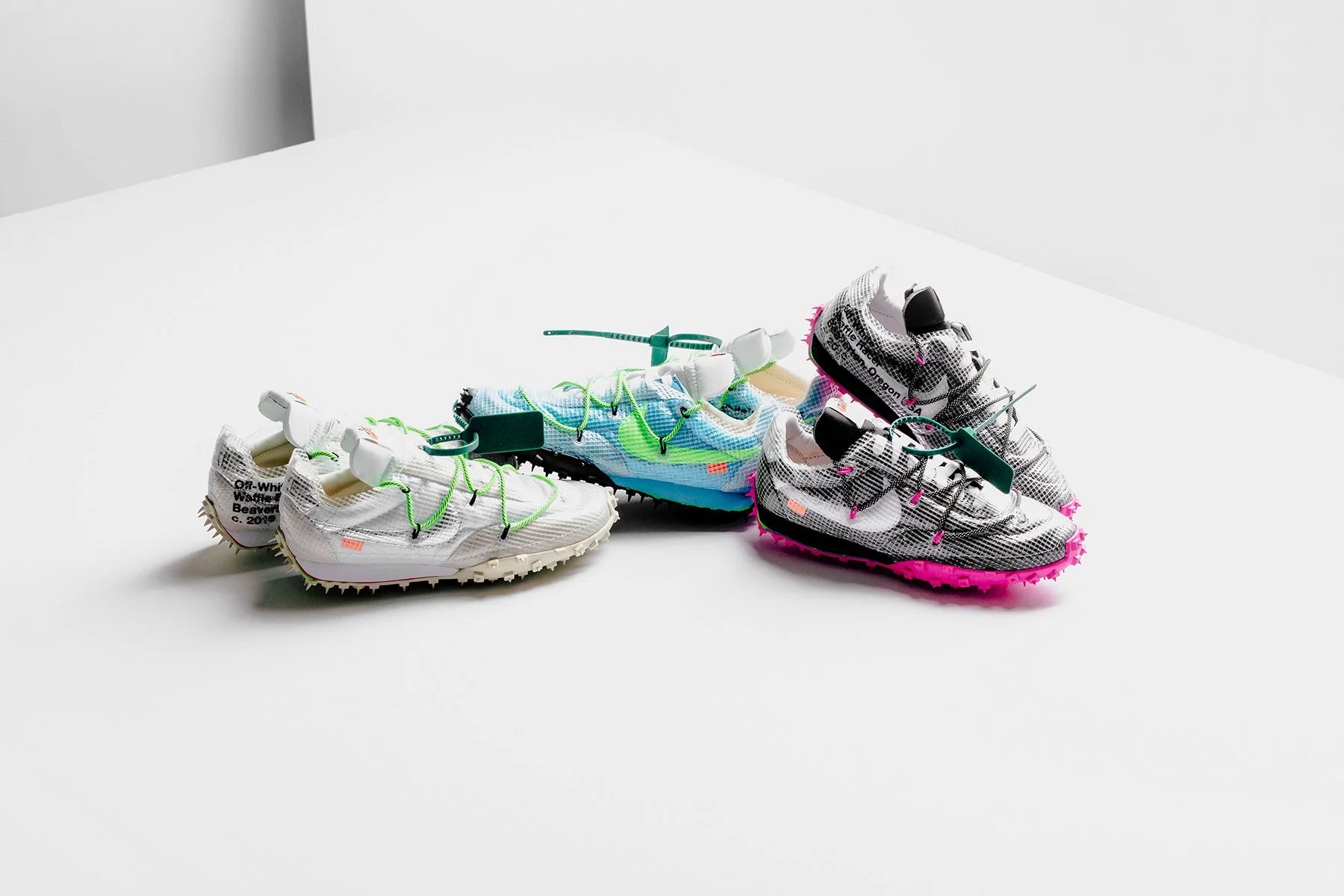 Nike x Off-White Women's Waffle Racer - Vivid Sky/Electric Green-Black - Image 2