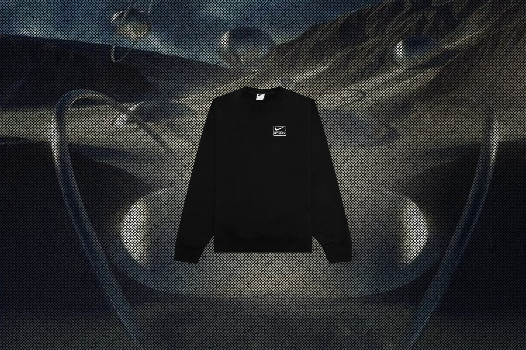 Nike x Stussy Washed Fleece Crew Neck - Black/Black/Sail - Image 5