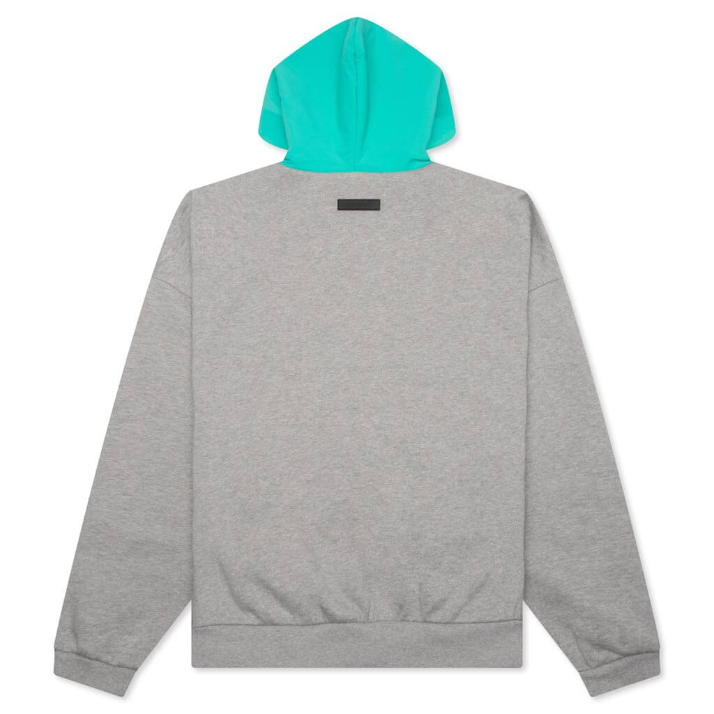 Nylon Fleece Hoodie - Dark Heather Oatmeal/Mint Leaf - Image 2