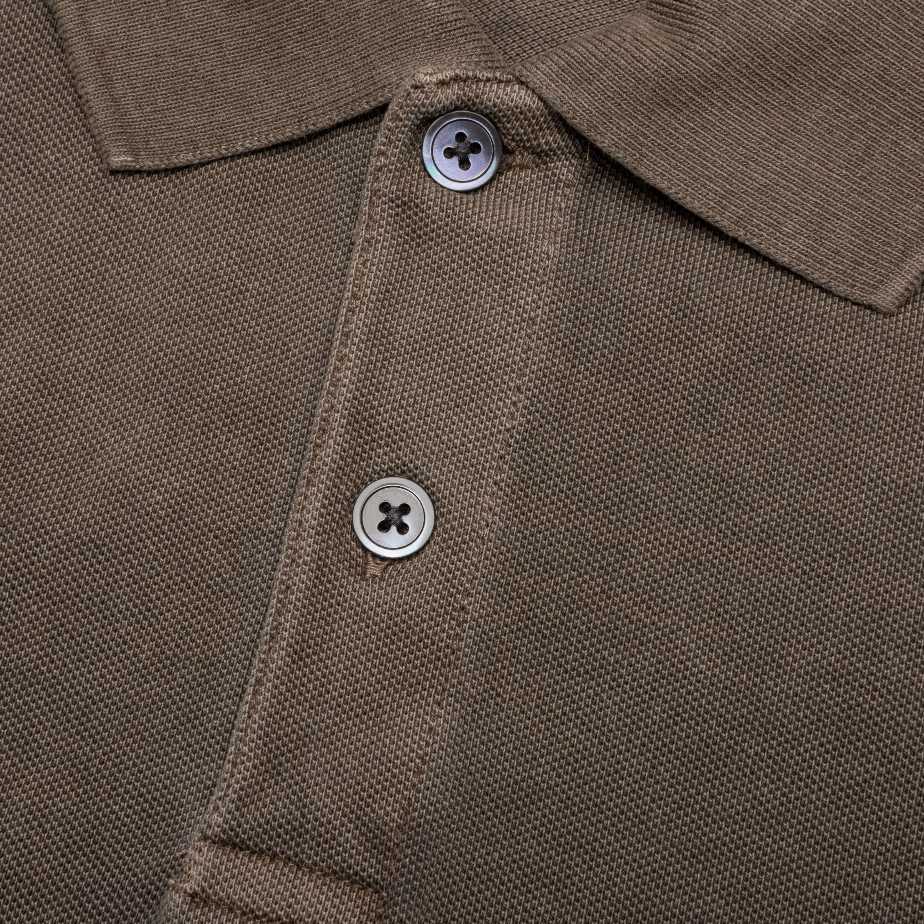 Pigment Dyed Pique Polo - Taupe - Image 3