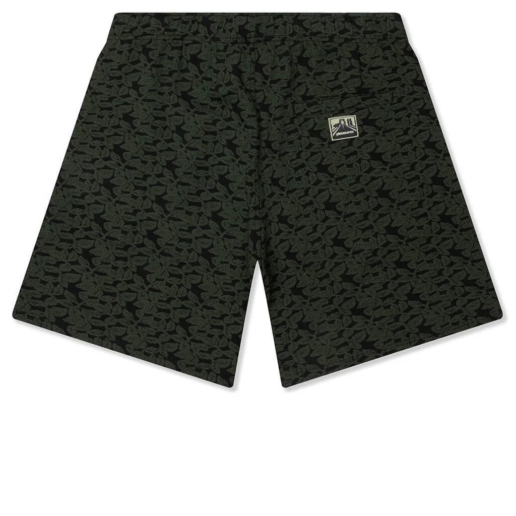 Leaf Jacquard Shorts - Dark Olive - Image 2