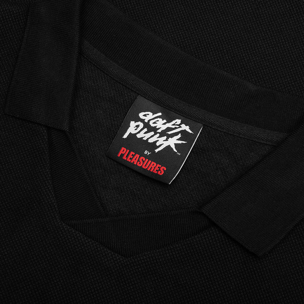 Schematic Long Sleeve Polo - Black - Image 5