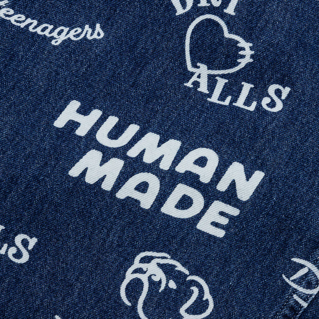 Printed Denim Baggy Jeans - Indigo - Image 5