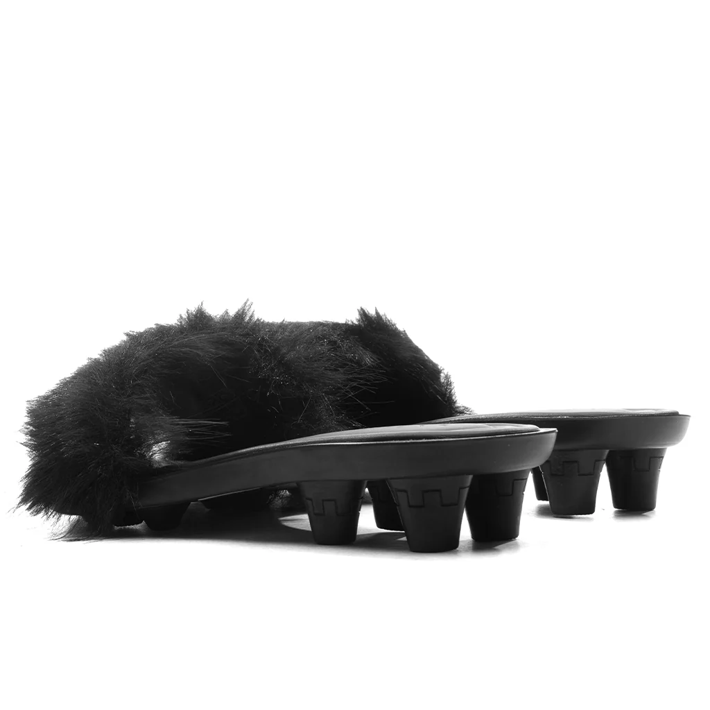 Puma x Fenty Women's Slide Chic Fur - Black/Silver - Image 3