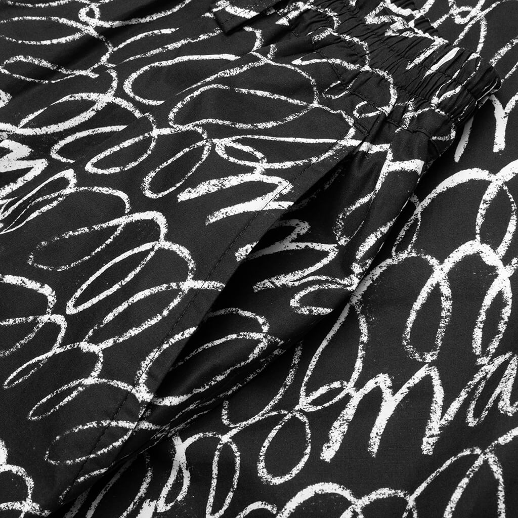 Scribbled Poplin Shorts - Black - Image 5