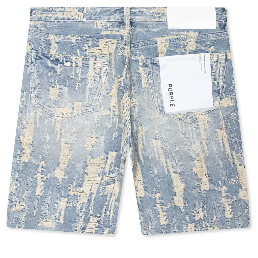 Bead Splatter Destroy Shorts - Light Indigo - Image 2