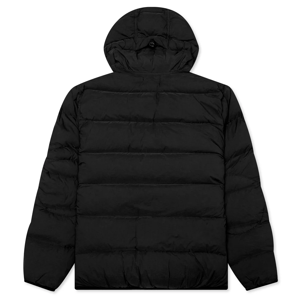 Real Feather Hooded Jacket - Black - Image 2