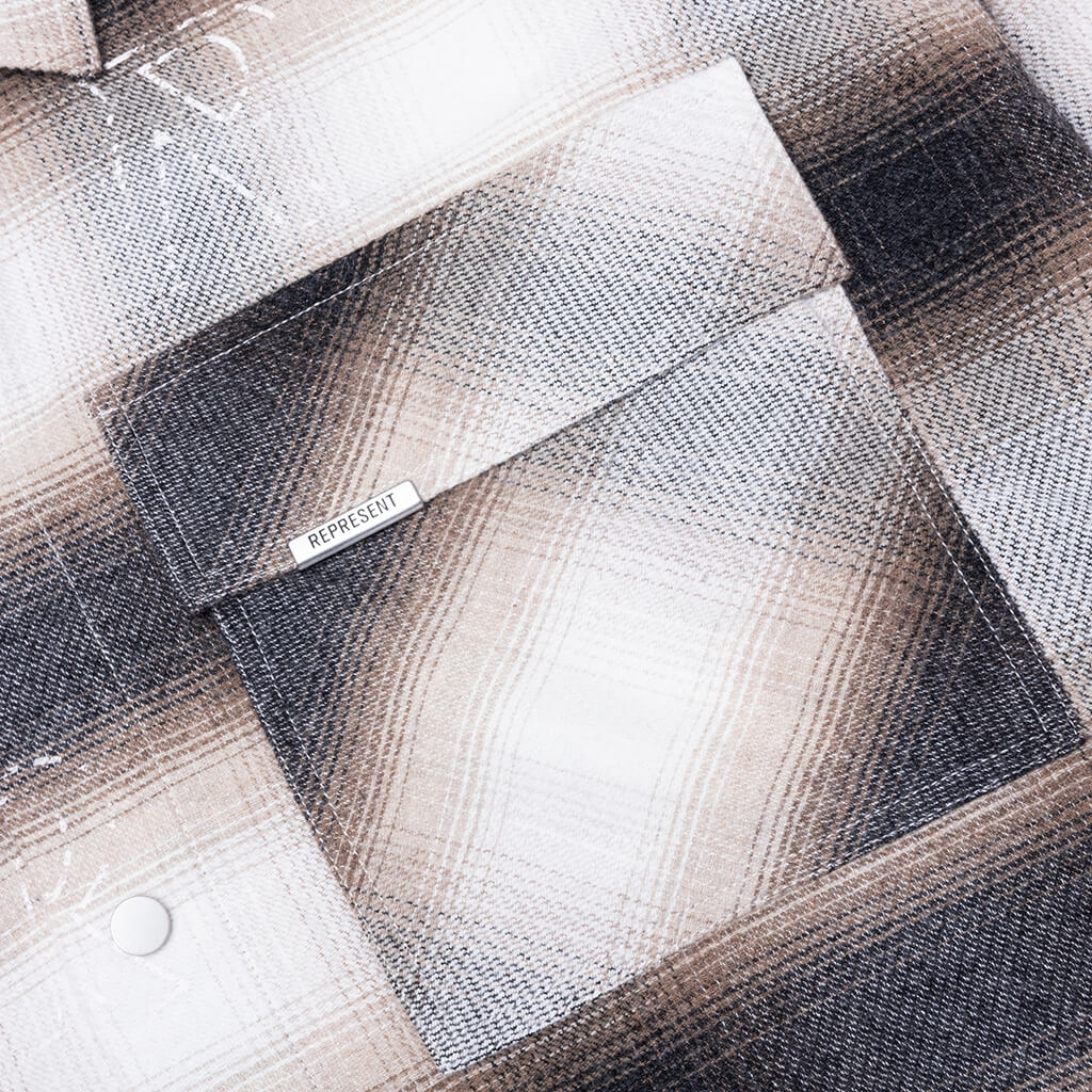 All Over Initial Flannel - Latte - Image 3