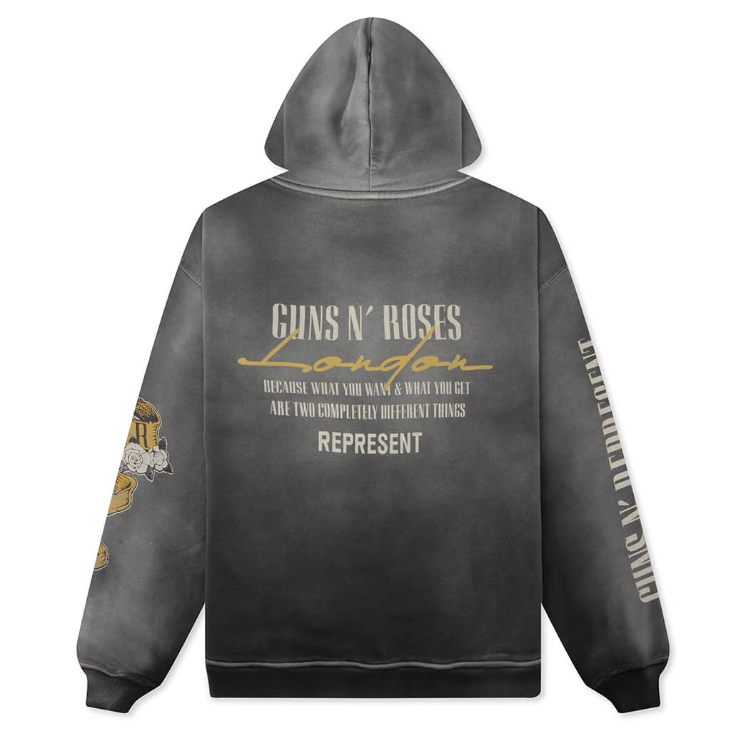Represent x Guns N' Roses Cross Zip Through Hoodie - Stained Black - Image 2