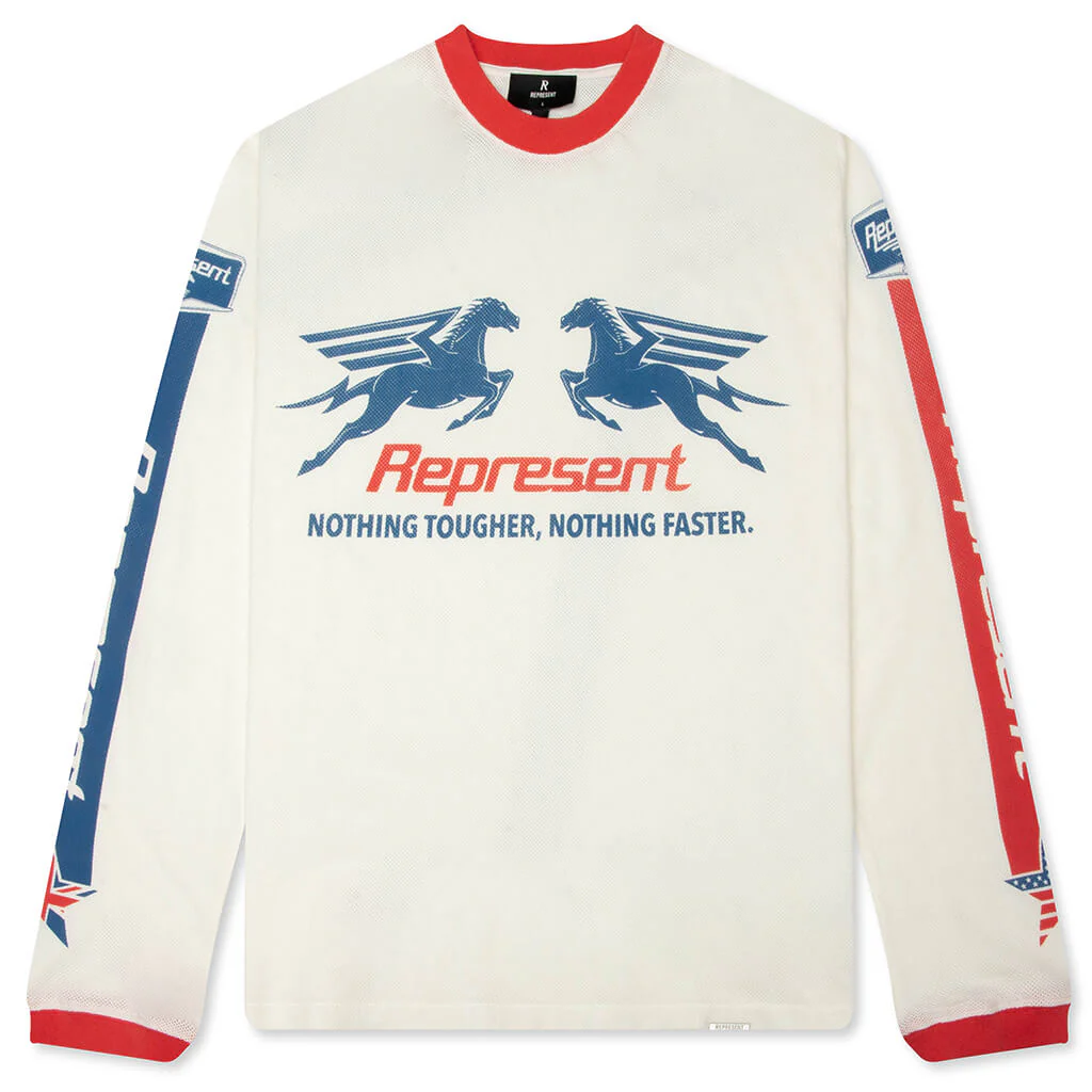 Mesh Pegasus Long Sleeve T-Shirt - Flat White
