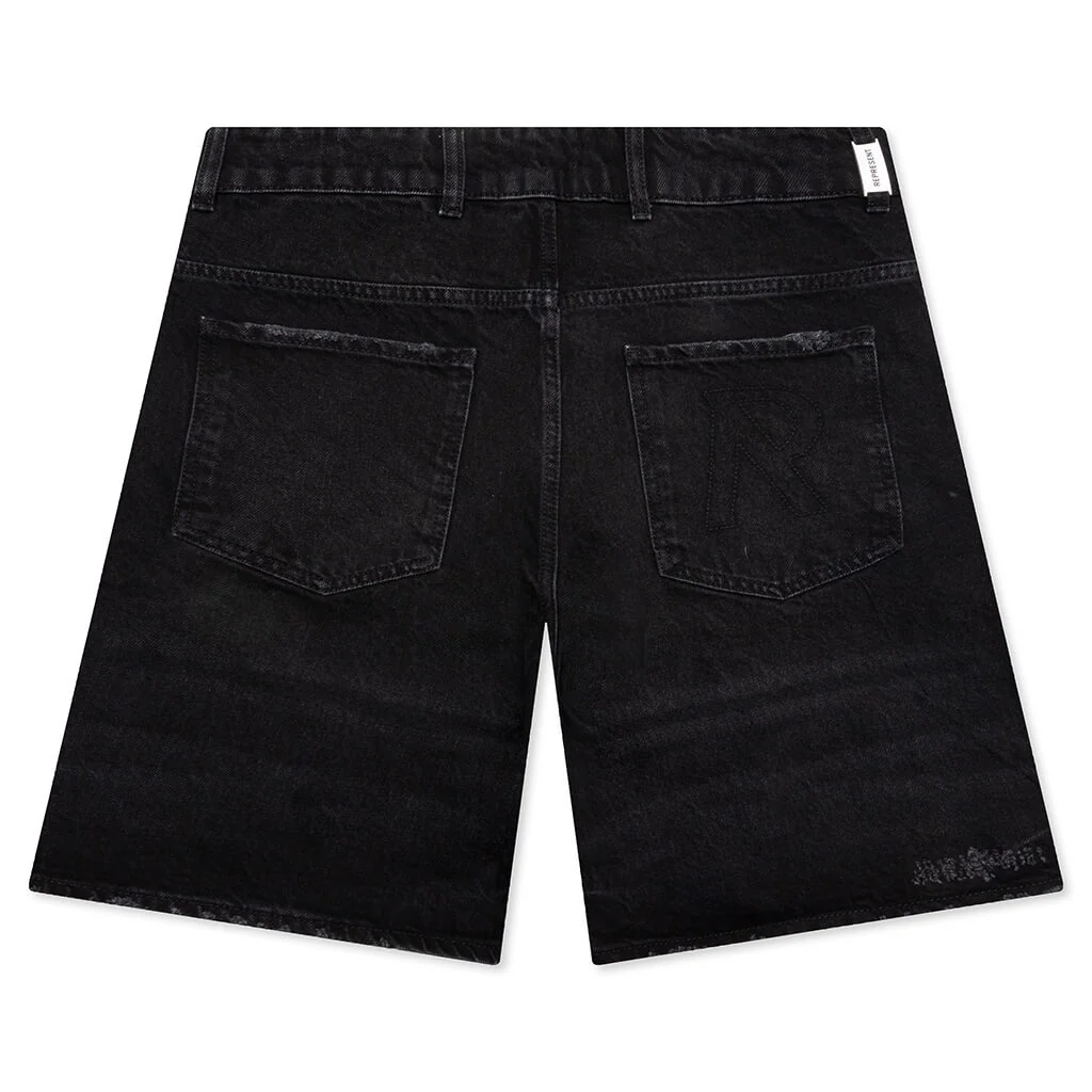 Tailored Denim Shorts - Black - Image 2