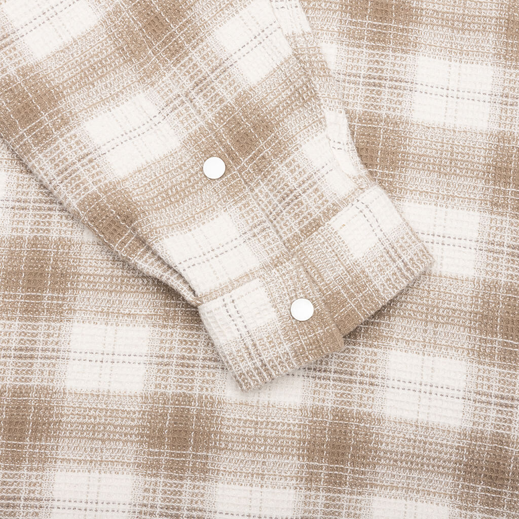 Waffle Flannel Shirt - Mid Brown - Image 4