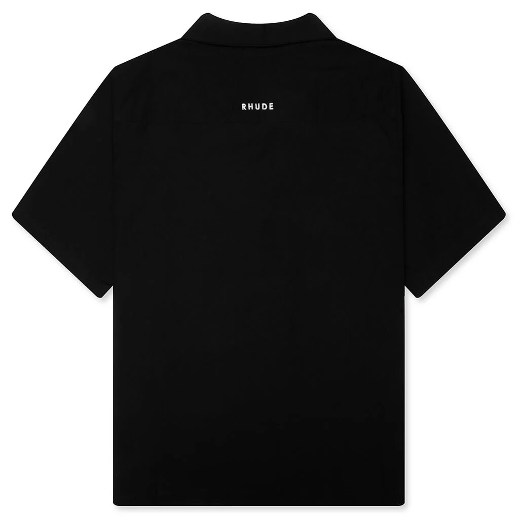 Camp Collar Logo Shirt - Black/White - Image 2