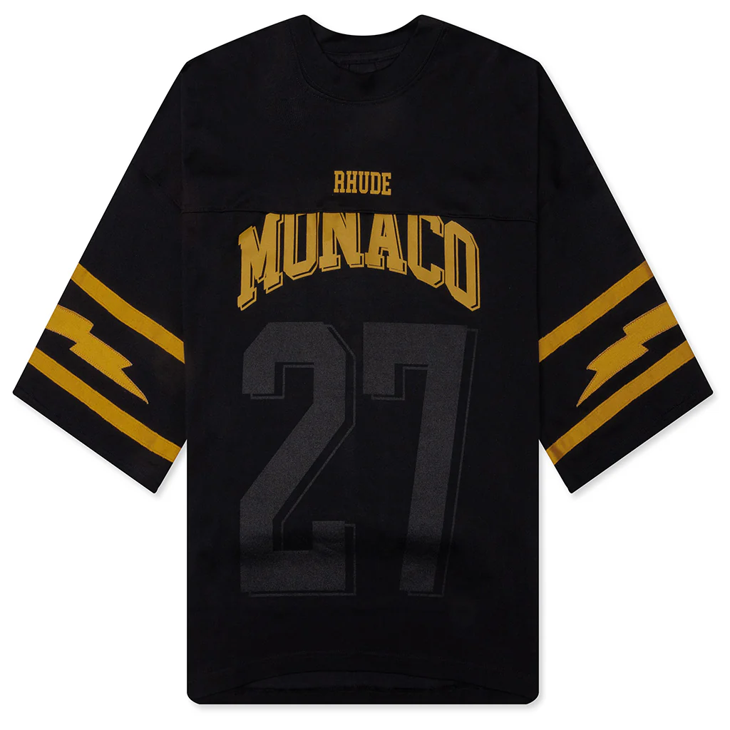 Monaco Football Jersey - Vintage Black/Yellow