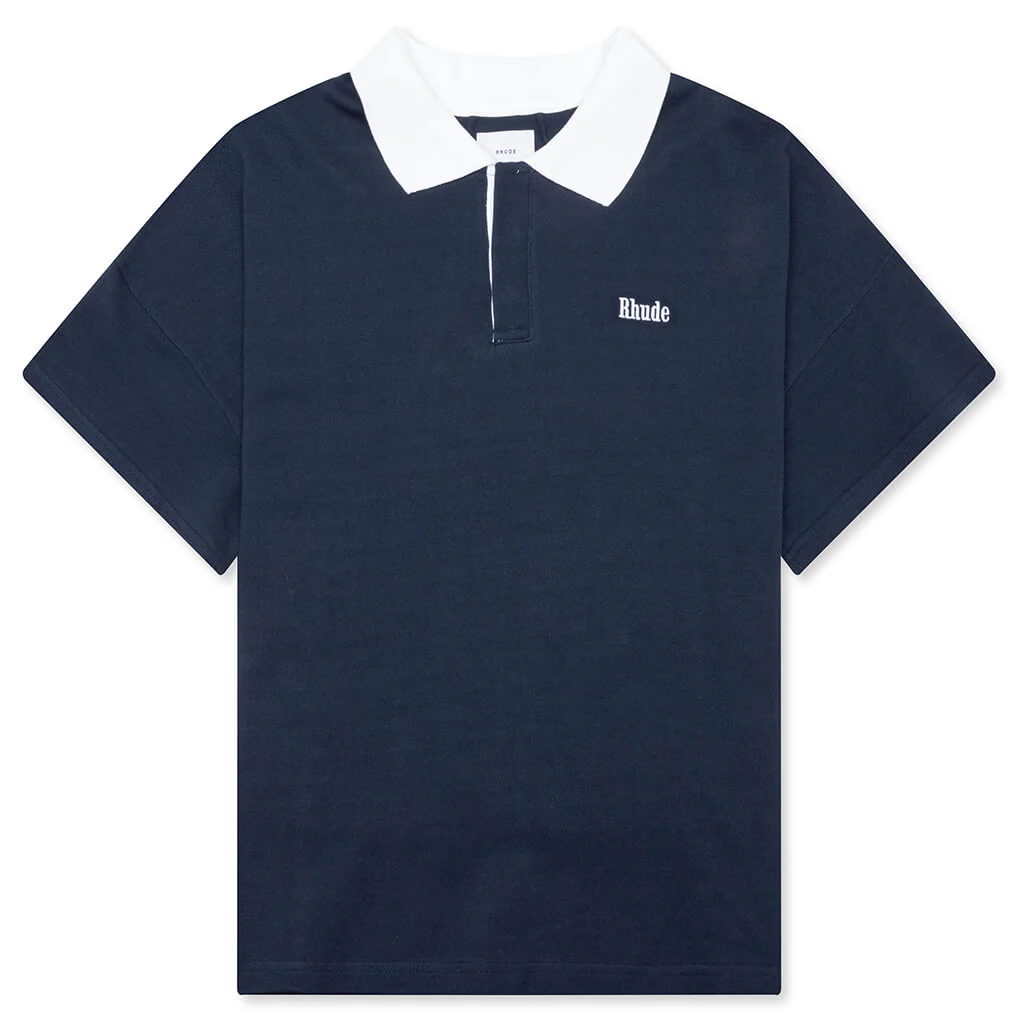 Pique Polo - Dark Navy/White