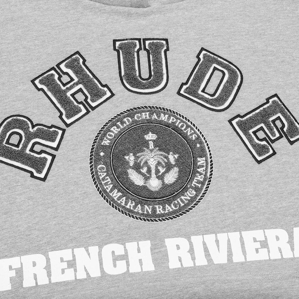 Rhude French Riviera Patch Hoodie - Heather Gray - Image 6