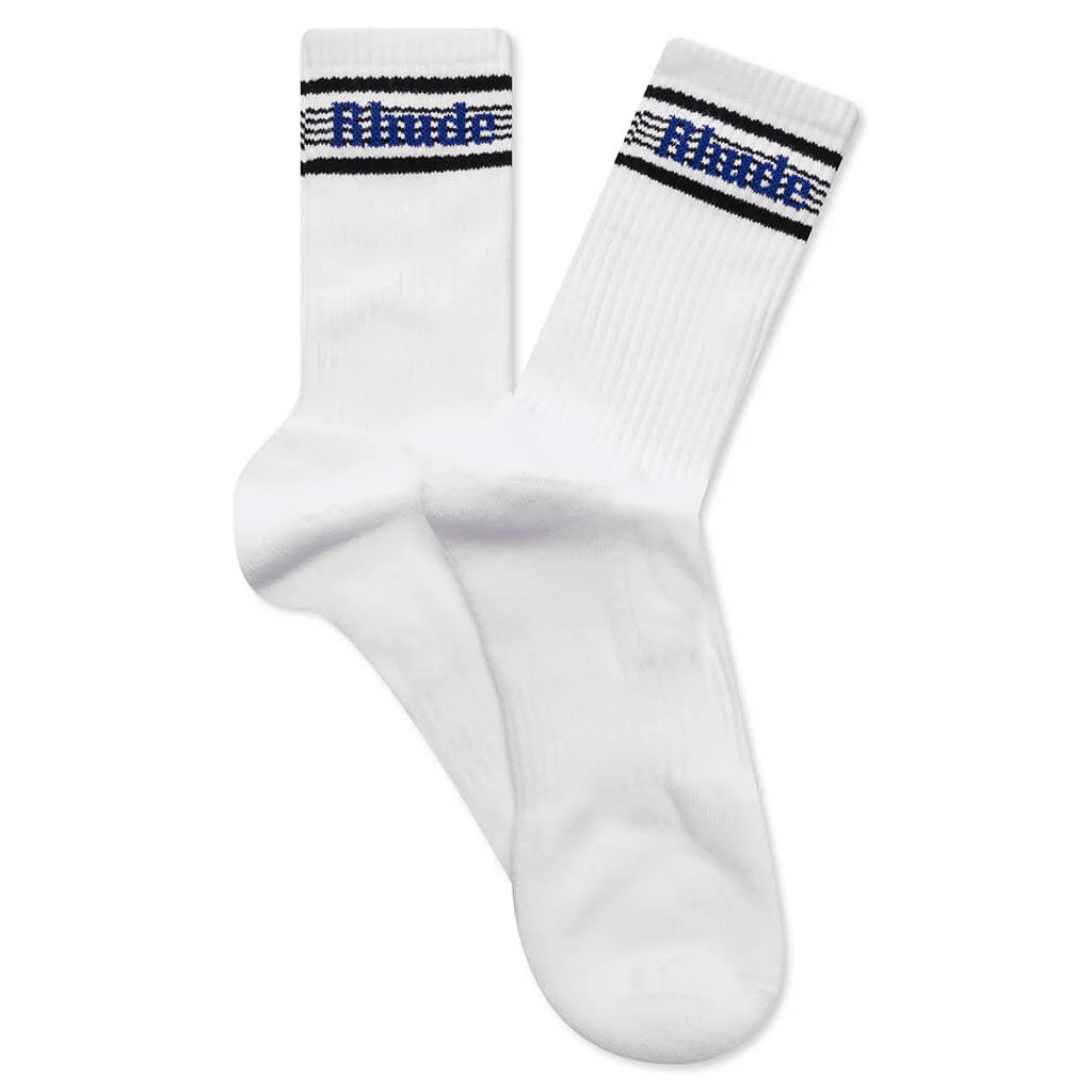 Speed Stripe Sock - White/Black/Blue