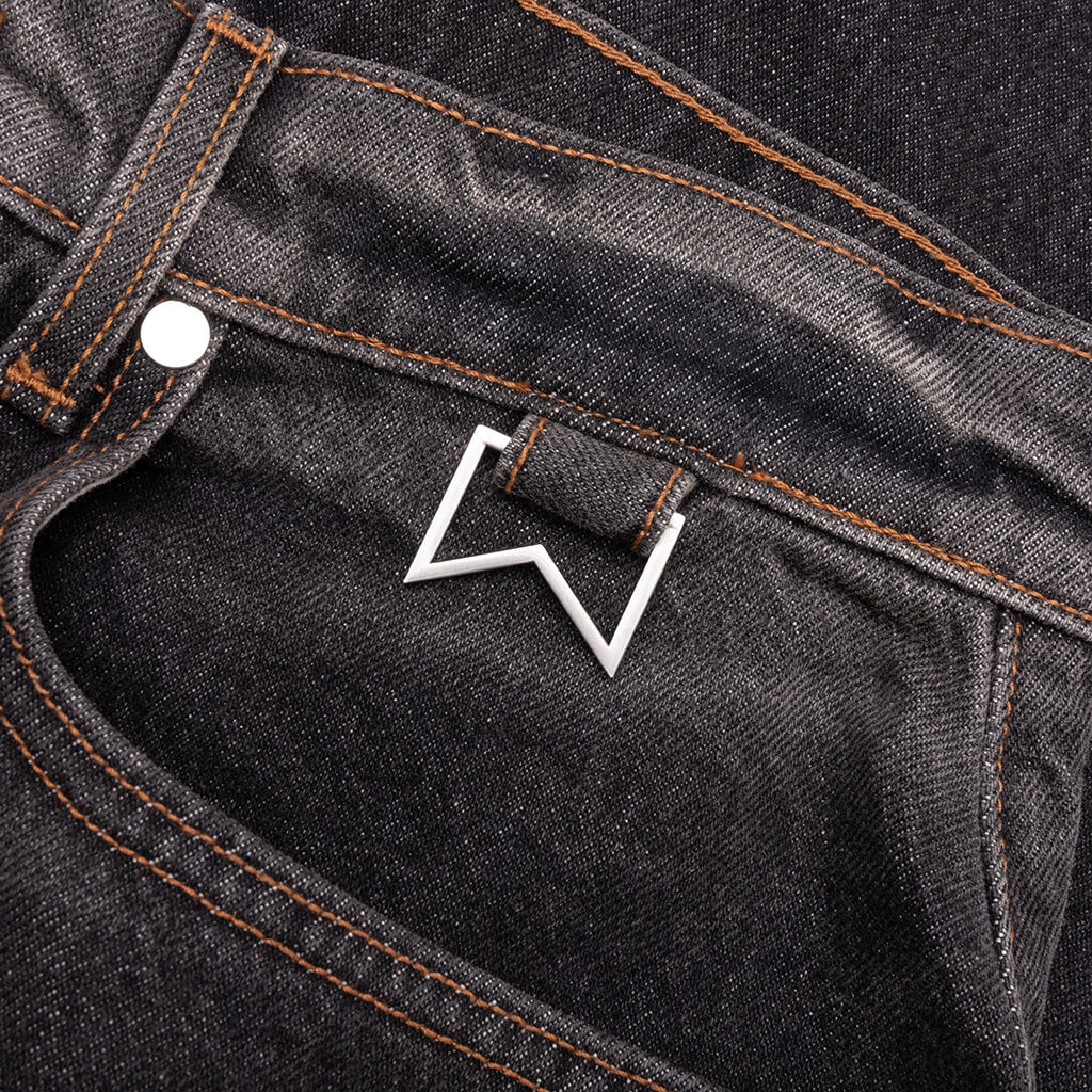 Wide Leg Traxedo Denim Pants - Agoura Black - Image 4