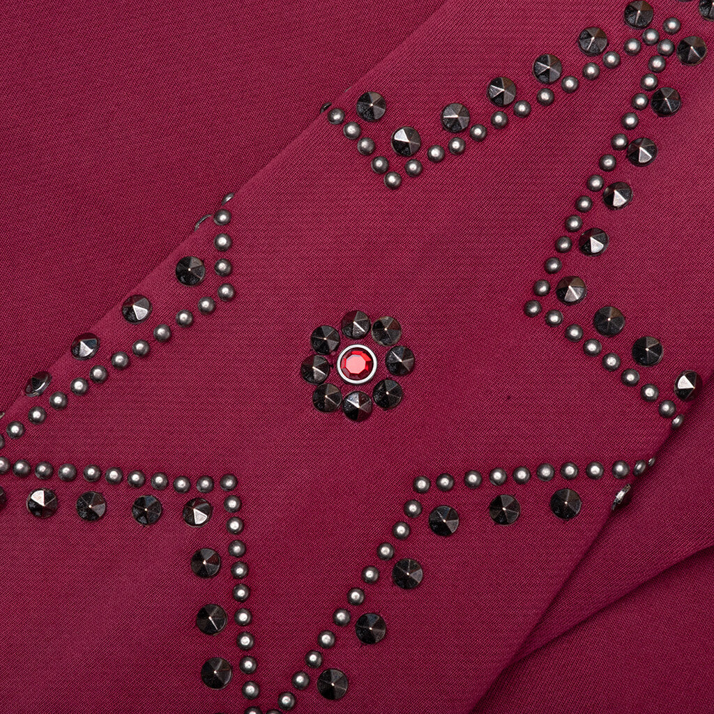 Star Studded Crewneck - Burgundy - Image 3