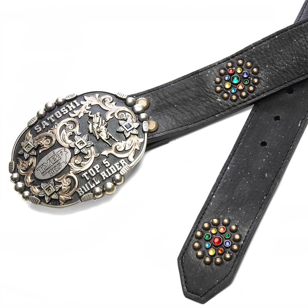 Top 5 Bull Rider Studded Belt - Black - Image 3