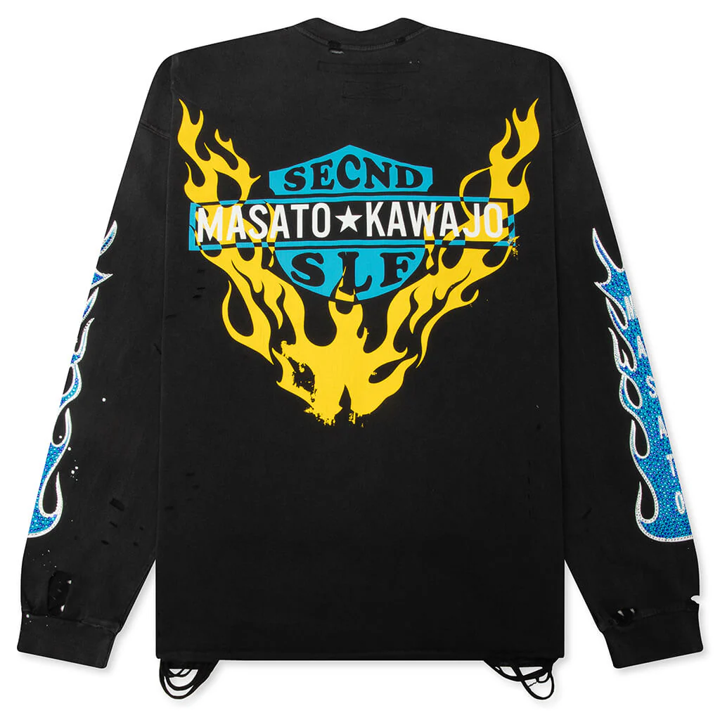 SeCND SLF x Masata Kawajo Firestorm Vintage L/S - Black/Blue - Image 2
