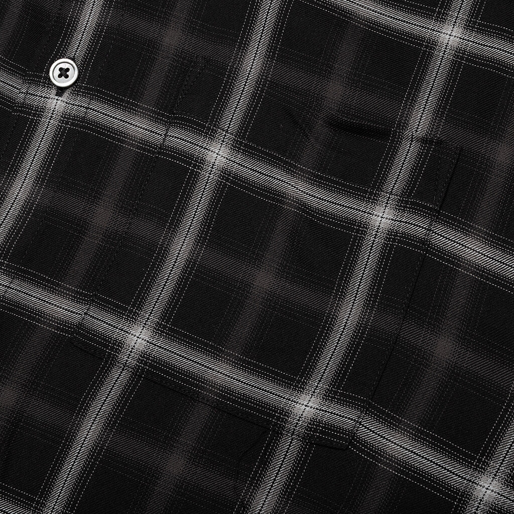 Shadow Plaid Rayon Shirt - Black - Image 5