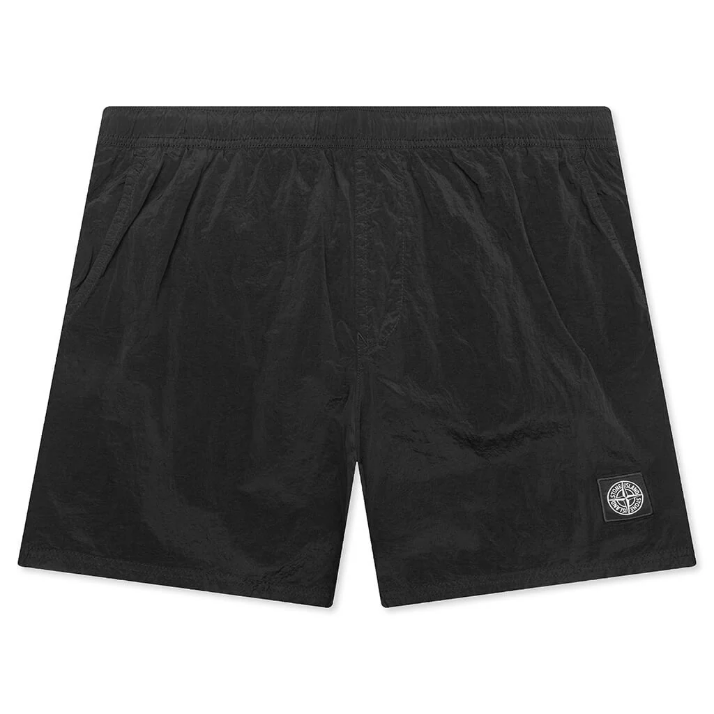 Nylon Metal Regular Fit Shorts - Black