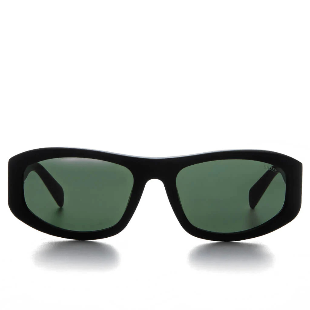 Landon Sunglasses - Matte Black/Green Lens