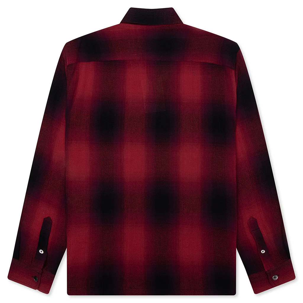 Loose Weave Plaid Shirt - Red - Image 2