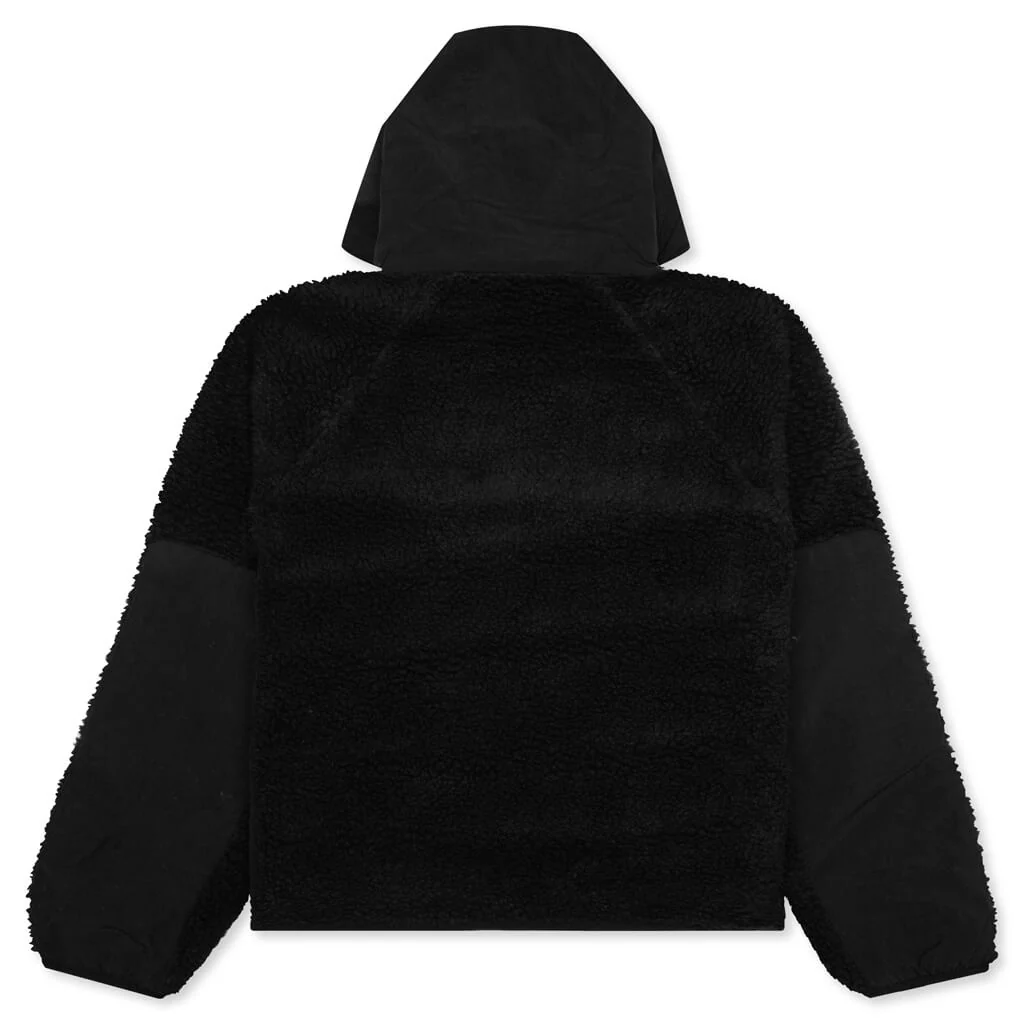 Sherpa Paneled Hooded Jacket - Black - Image 2
