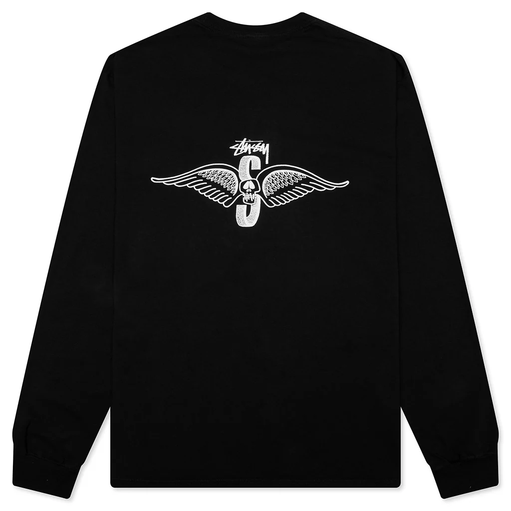 Skull Wings Pigment Dyed L/S Tee - Black - Image 2