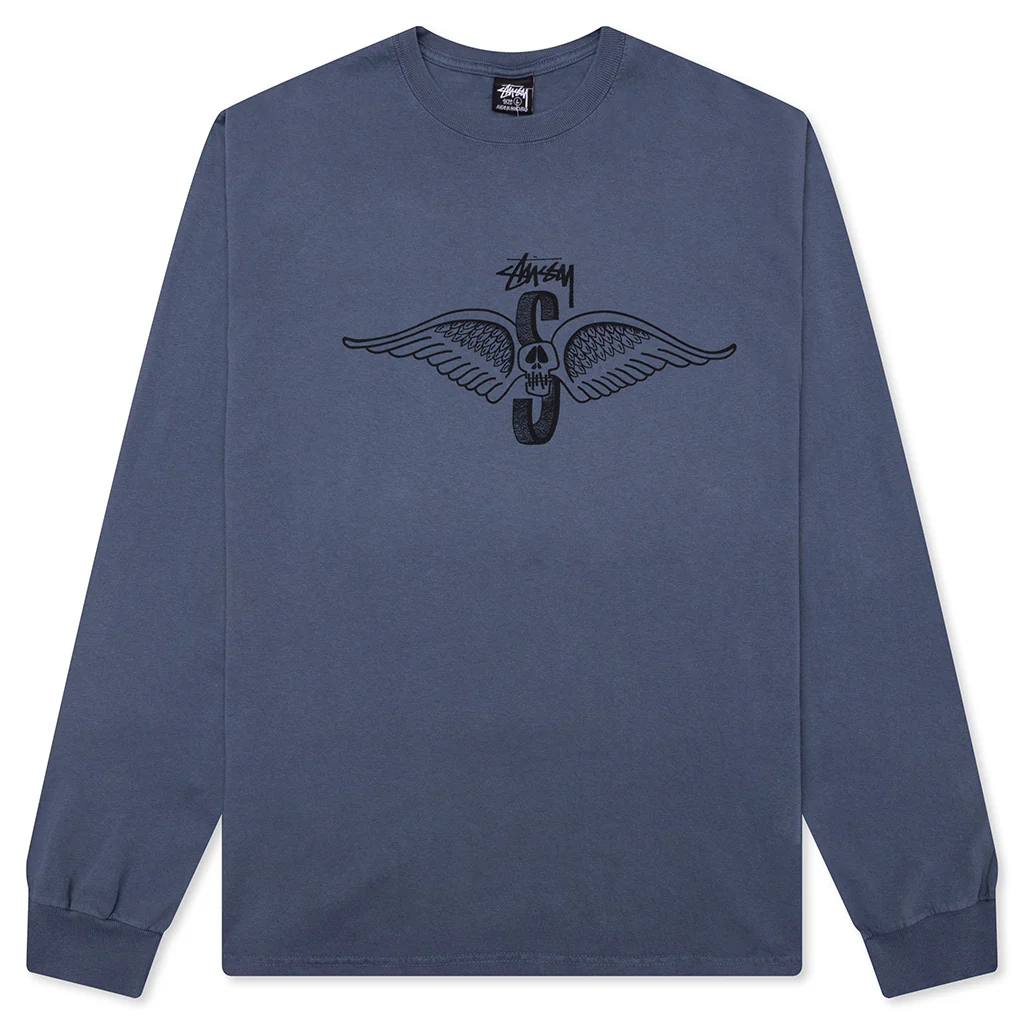 Skull Wings Pigment Dyed L/S Tee - Navy