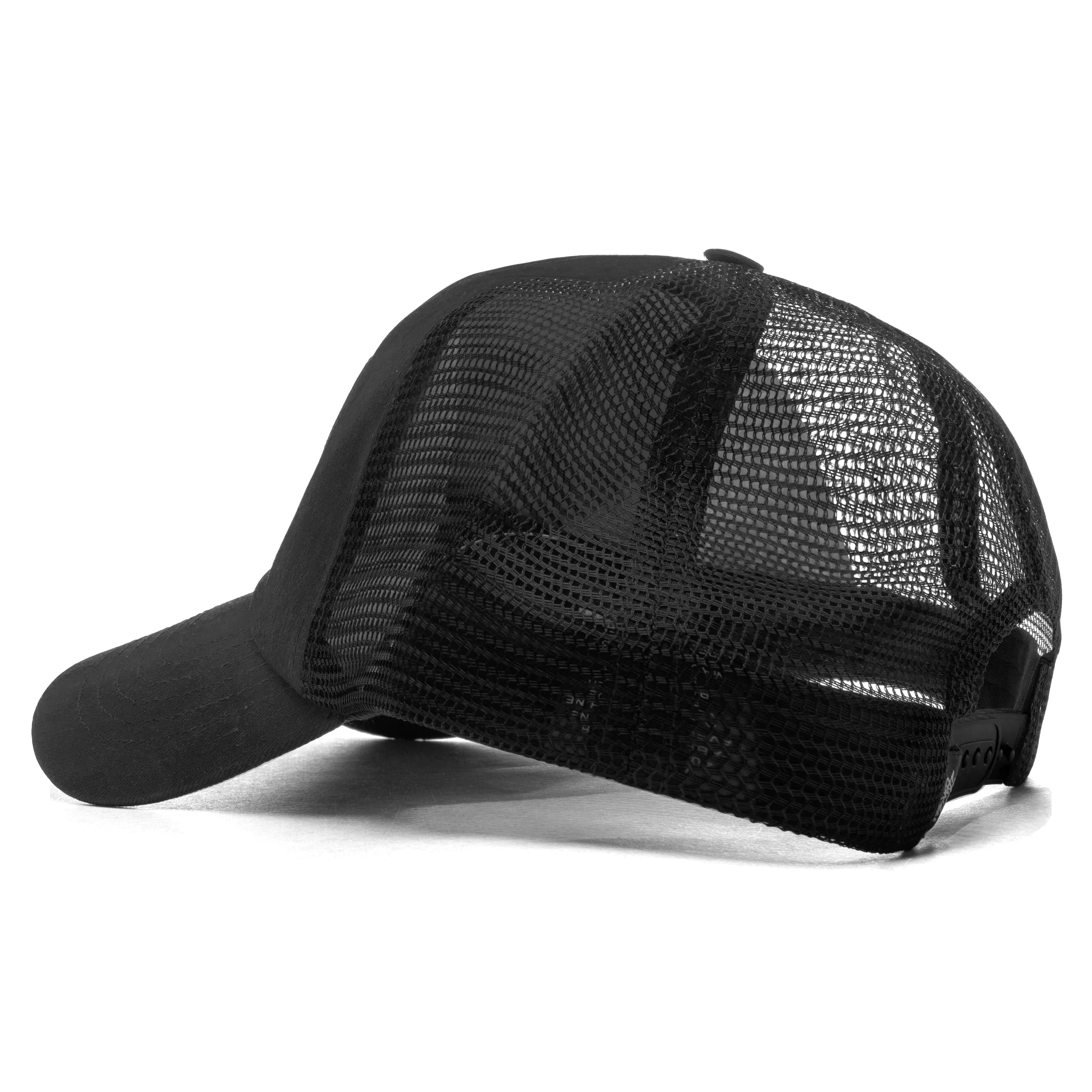 Waxed Cursive Stitched Trucker Snapback - Black - Image 4