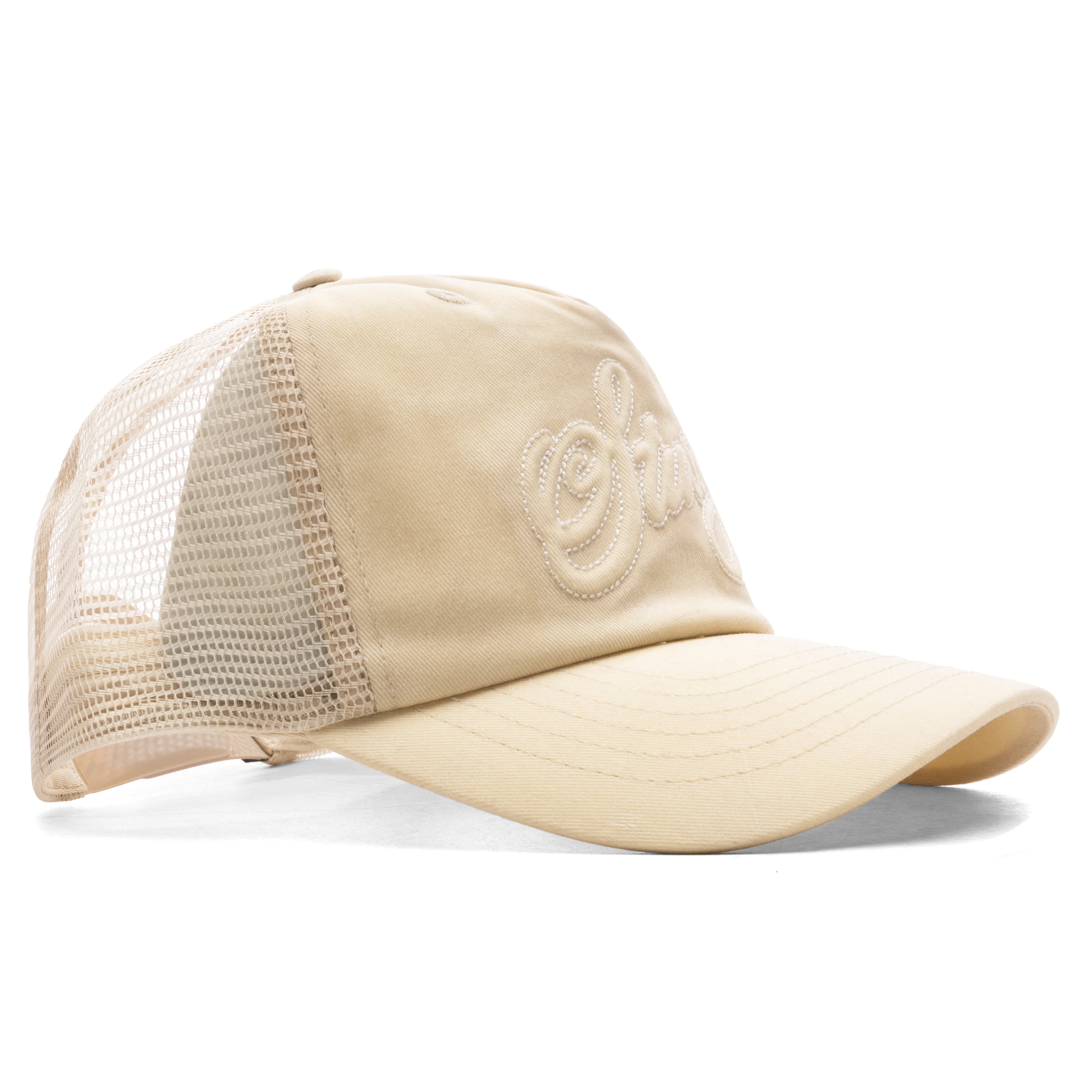 Waxed Cursive Stitch Snapback Trucker - Sand - Image 3