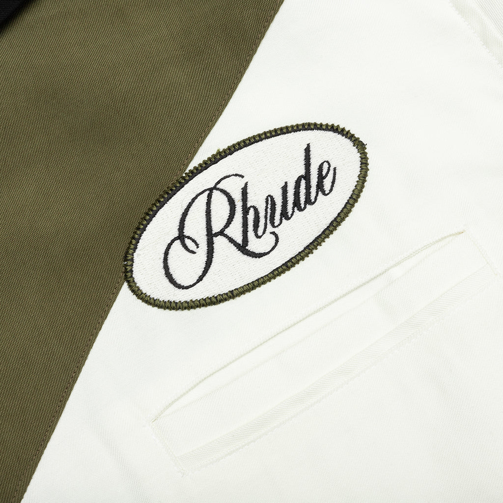 Town and Country Bowling Shirt - Military Green/Off White - Image 3